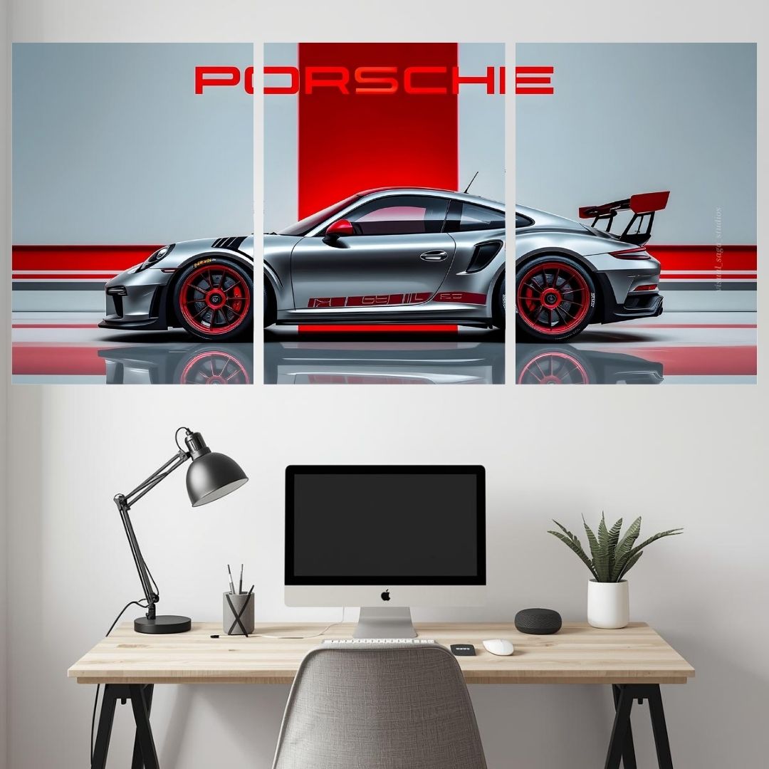 PORSCHE CAR SPLIT POSTER 026- 3 PIECE SET